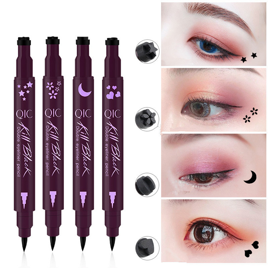 

Stamp Eyes Liner Liquid Make Up Pencil Waterproof Black Double-ended Makeup Stamps Eyeliner Pencil 4styles RRA1827