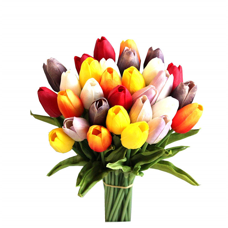 Artificial Tulip Flower PU Tulips Bouquet Flowers for Party Home Wedding Birthday Christmas Decoration Gift