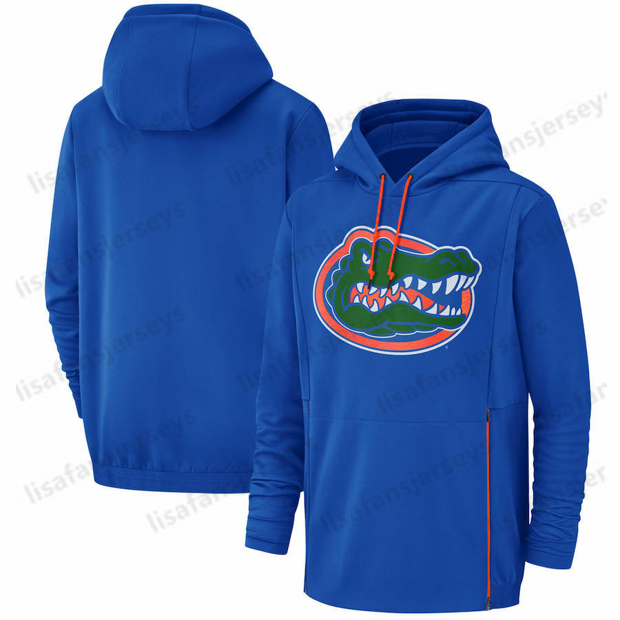 

Men Florida Gators Sweatshirts Champ Drive Salute to Service Sideline Therma Performance NCAA Printed Royal Pullover Hoodies, Black