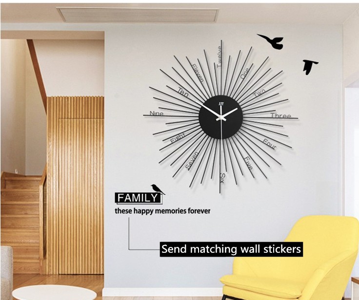

43cm wall clock living room bedroom metal wall clock home decoration quartz modern minimalist