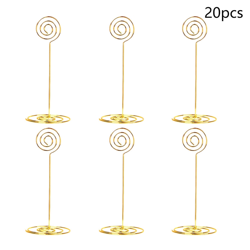 

20 Pieces 8.6 Inch Tall Place Card Holders Table Number Holders Table Card Picture Holder Wire Photo Holder Menu