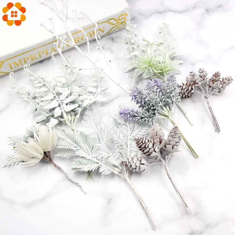 

1 Bundle Artificial Flowers Pine Plants Grass Flower For Wedding Party DIY Craft Scrapbook Fake Flowers Christmas Decoration, Type 7