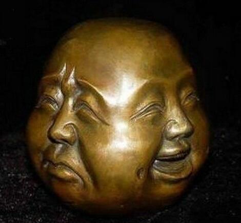 

Rare chinese tibet 4 faces buddha head statue decoration copper wholesale Decoration real Brass