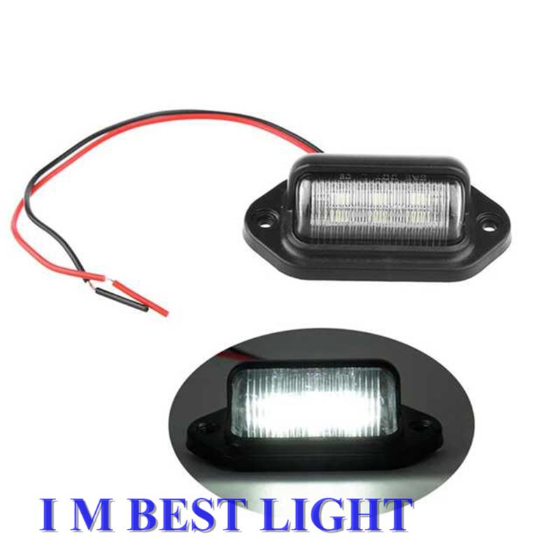 

20pcs 10-30v Bright 6LEDs Trailer License Plate Light Truck Number Plate Light for Motorcycle Autobus, As pic