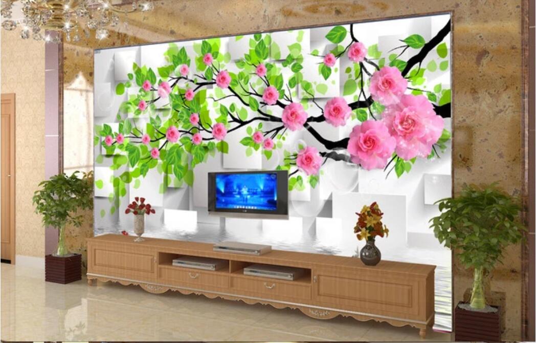 

3d room wallpaer custom photo murals Living room 3D rose TV background wall picture wallpaper for walls 3d, Non-woven