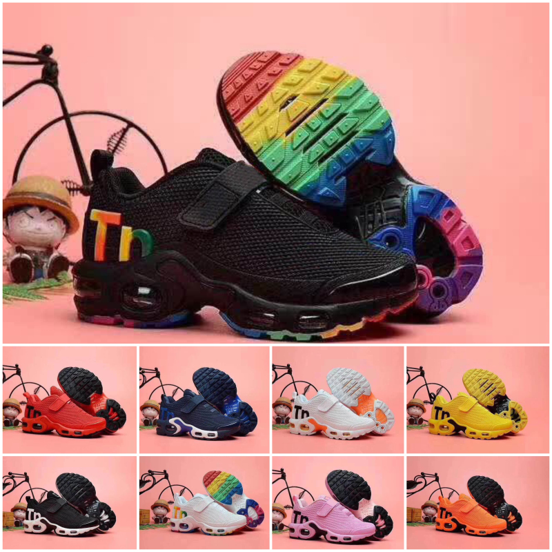 

2020 New plus Children Casual Rainbow Infant Boys Girls kids chaussures Fashion Sneakers Laceless TN Running Shoes 28-35, Color 7