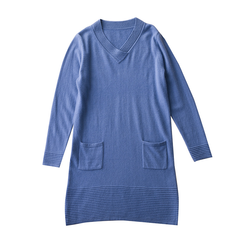 

Women Sweater Dresses 100% Pashmina Knitting Jumpers v-neck Long Style Thick Pullovers Winter New Arrival Pure Cashmere Tops, Black