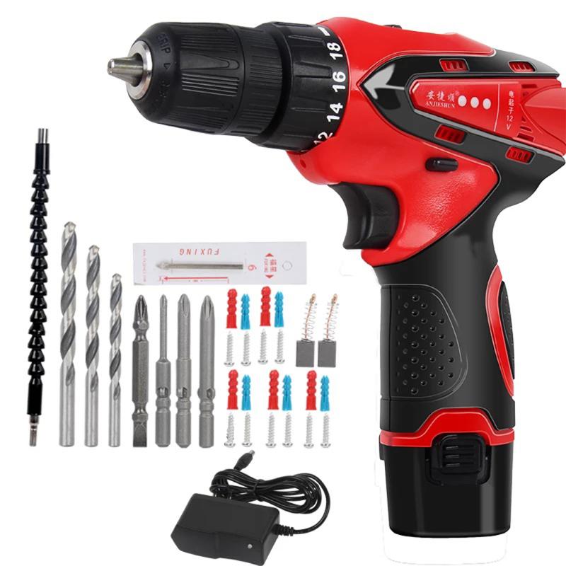 

Anjieshun 12V Electric Drill Lithium Battery Cordless Electric Hand Drill Power Rechargeable Tools Screwdriver Power Driver