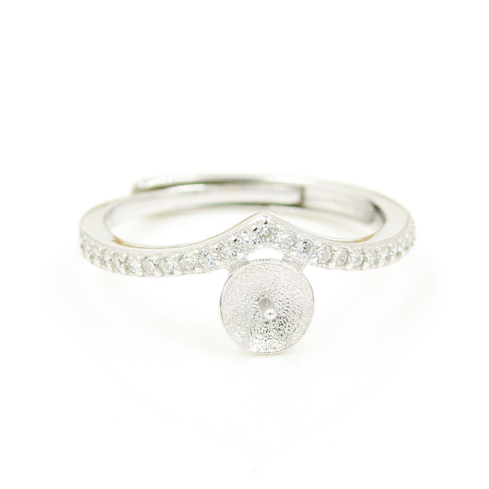 CR design mode argent sterling belles bagues paramètres de montage pour perles d'huître en direct bricolage cadeaux de la Saint-Valentin PS4MJZ01