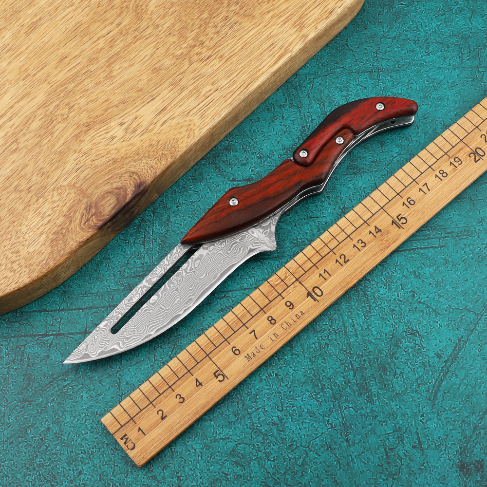 

Latest Damascus Mechanical Folding Knife Outdoor Camping Folding Knife Steel Defense Survival EDC Knife Outdoor Camping Hunting Survival