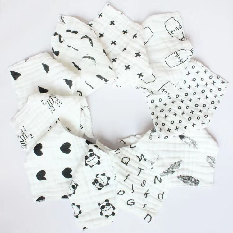 

Wholesale 8 layers Newborn INS print baby bibs Infant Triangle Scarf Toddlers muslin Cotton Bandana Burp Cloths 30 colors BY1376