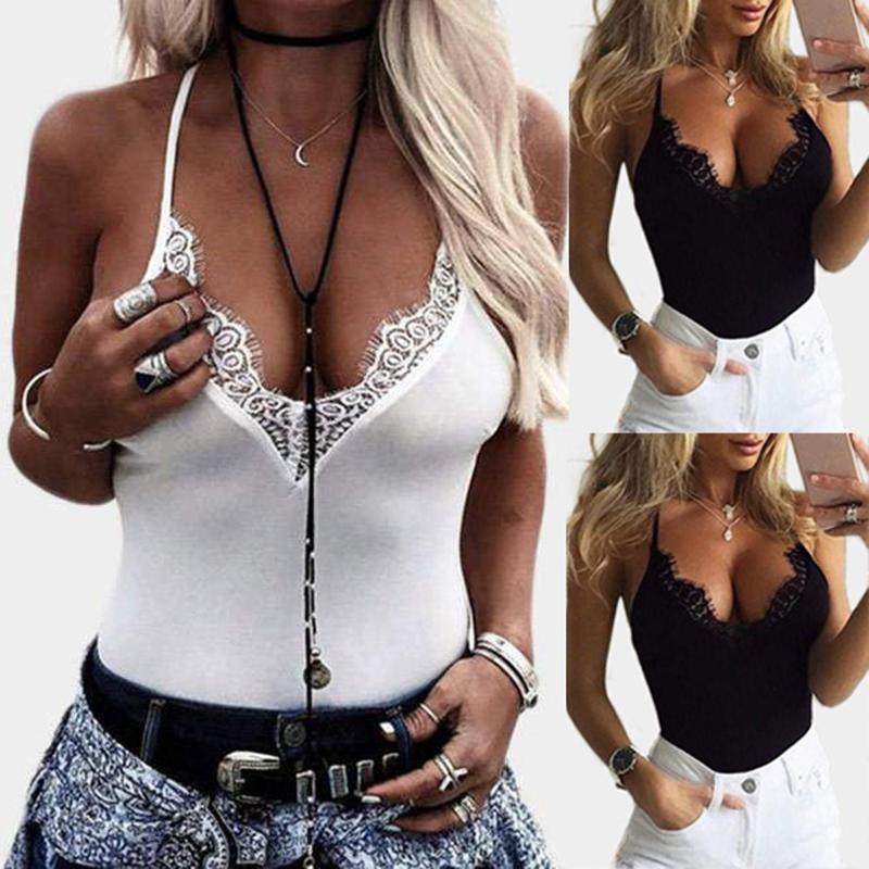 

2020 New Lace Women Slip Tank Tops Female Sexy Strap Tops Summer Ladies Chiffon Sleeveless See Black White Tank Top #T5P