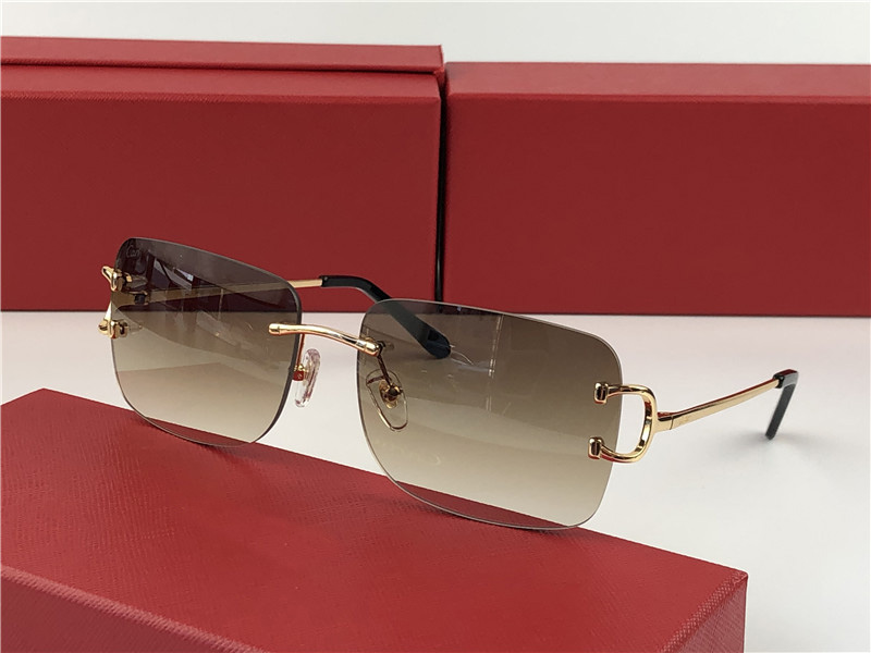 

Vintage Golden Rimless Sunglasses Brown Shaded occhiali da sole Men sunglasses Decoration New with Box