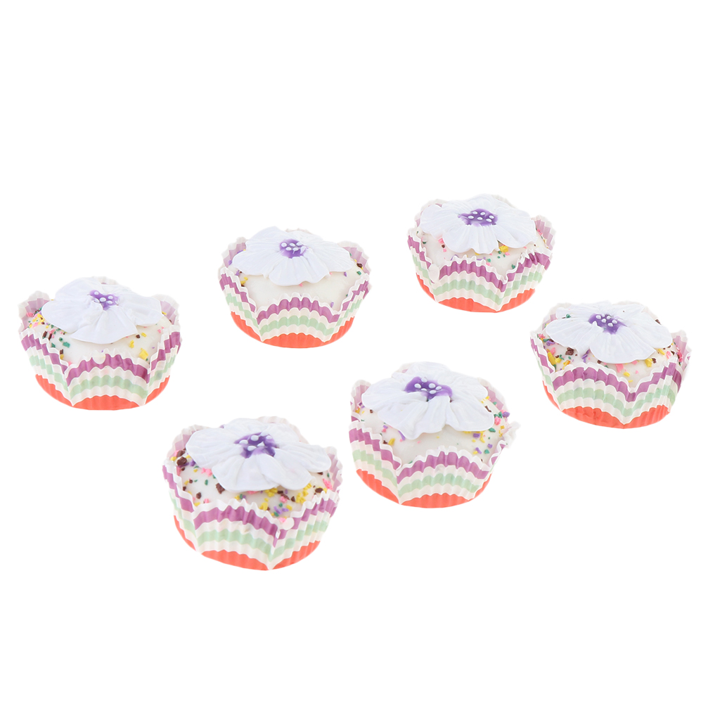 

6pcs artificial cup cakes, fake simulation realistic food cupcake bread dessert, for decoration display props model