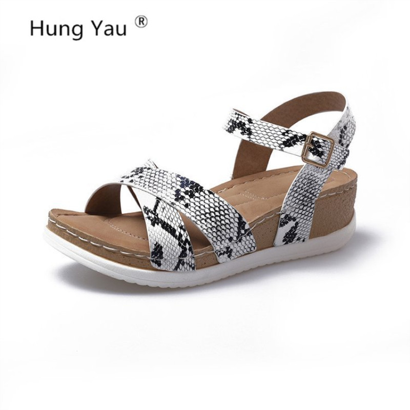 

Summer Sandals Women Shake Shoes Black Thick Wedges Creepers Platform Open Peep Toe Women Sandals Casual Flats Plus Size 36-42