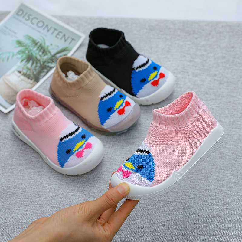 

Baby Shoes First Shoes Baby Walkers Toddler First Walker Girl Kids Soft Rubber Sole Shoe Knit Booties Anti-slip B004, Black