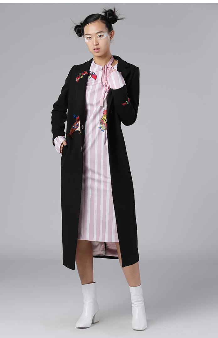 

Black Slim Long Sleeve Long Trench