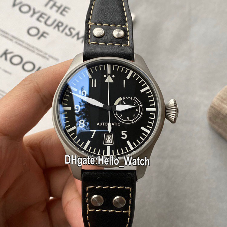 

Big Pilot 46mm Titanium Steel Case IW500912 Automatic Mens Watch Black Dial 7 Day Power Reserve Leather Strap Sport Watches Hello_watch, Waterproof service