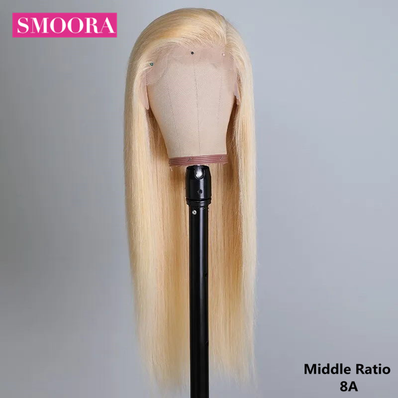 

613 Blonde Lace Front Wigs Transparent Lace Frontal Wig Peruvian Remy 13x4 Straight Wigs 150% Density Long 26 28 Inches, As pic