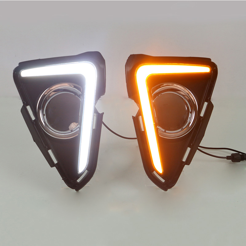 DRL LED Daylight For Toyota RAV4 2016 2017 Daytime Running Lights With Fog Light Hole Car styling ABS Waterproof-image-490650585