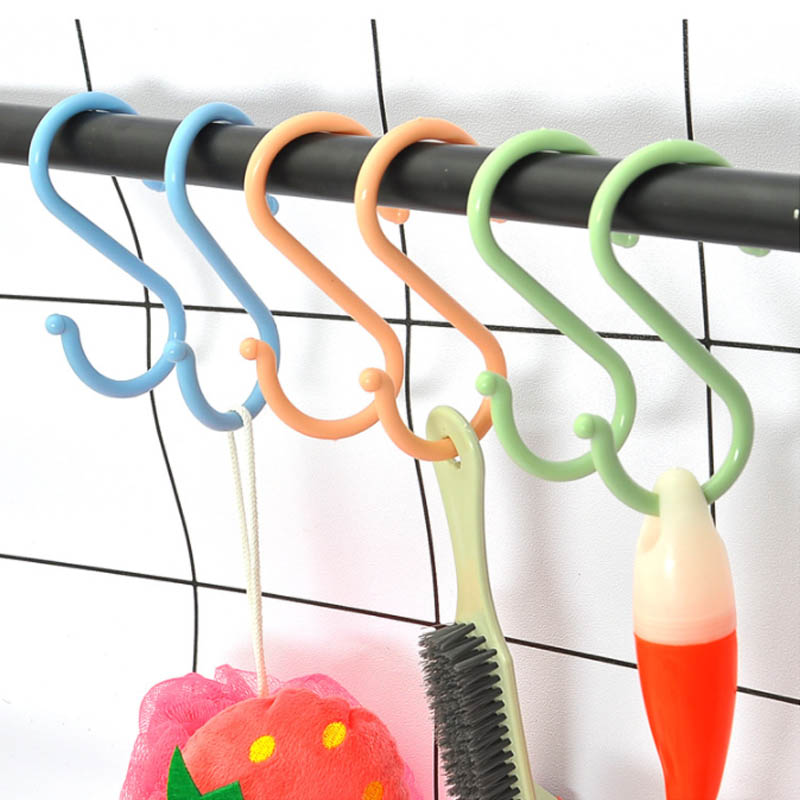 6pcs Set S-type Hooks Kitchen Multi-purpose Kids Stroller Plastic Hook Hanger XS