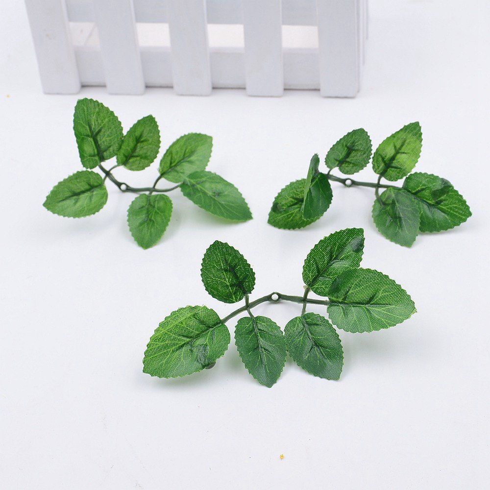 

100pcs/lot 6Leaves/pcs Green Artificial Leaf Flower For Wedding Home Decoration Foliage DIY Scrapbooking Craft Fake Flower