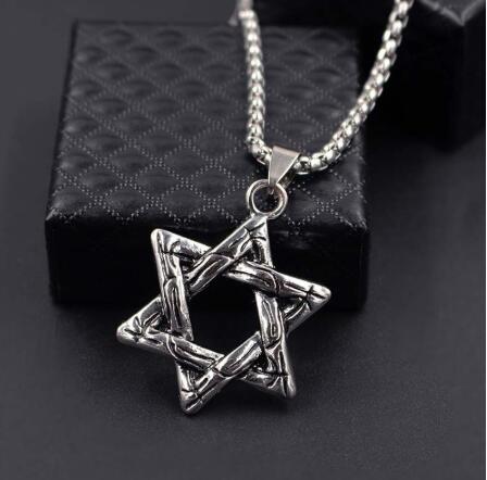 

Star Of David Pendant Israel Chain Necklaces Men Women Stainless Steel Judaica Silver Color Jewish Jewelry xlct027