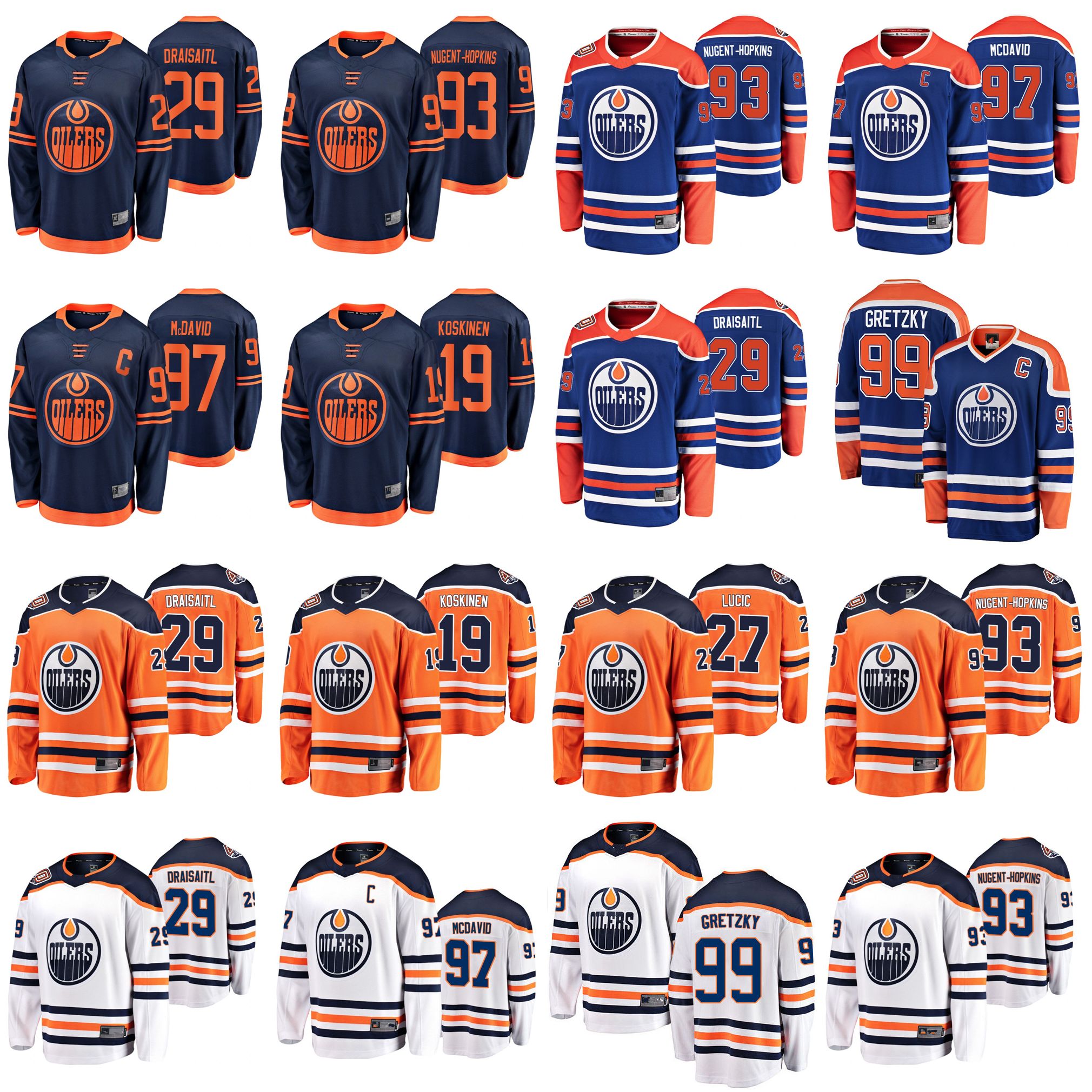 

Edmonton Oliers Jerseys Youth 97 Connor McDavid Jersey 29 Leon Draisaitl 19 Mikko Koskinen Ice Hockey Jerseys Womens Stitched Mens, Black;red