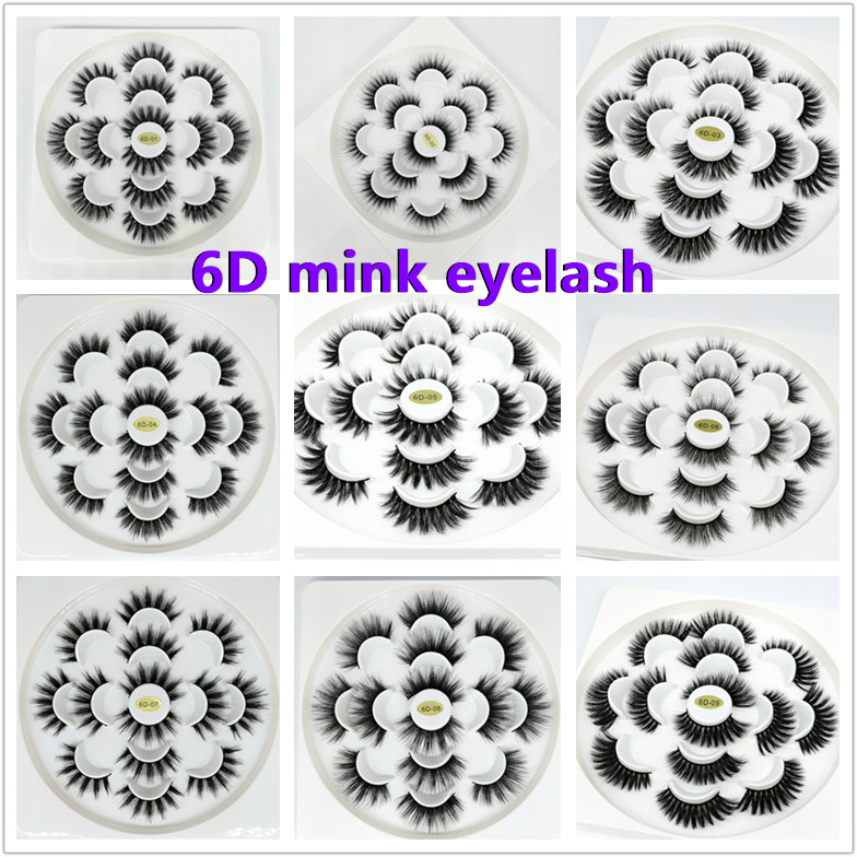 

6D Mink Eyelashes Natural False Eyelashes Long Eyelash Extension Faux Fake Eye Lashes Makeup Tool 7 Pairs/set
