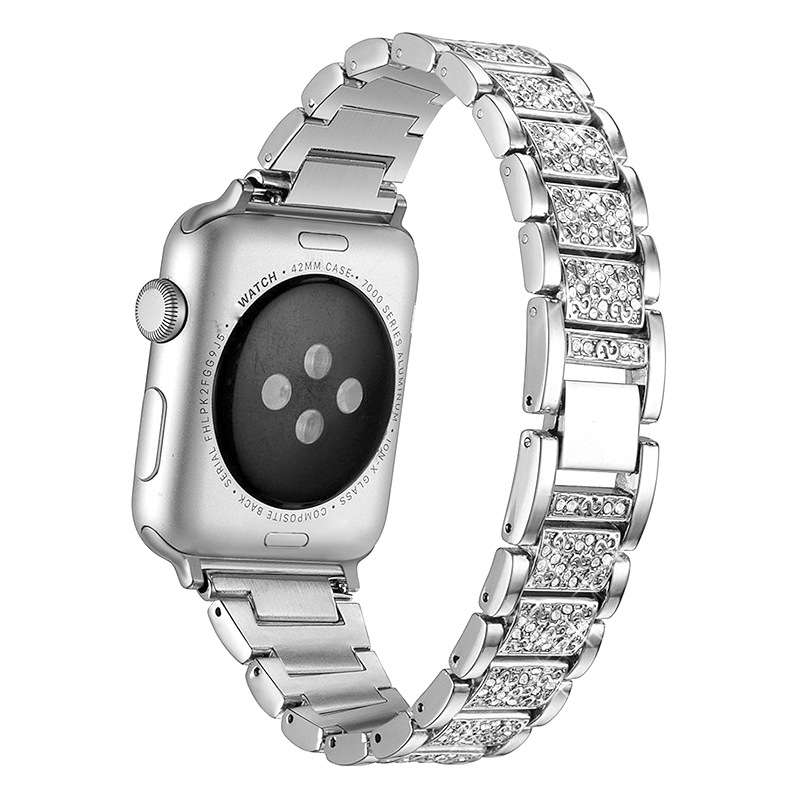 

Woman Fashion Diamond Bracelet Watch Bands for Apple Watch 1 2 3 4 5 Stainless Steel Strap for Iwatch 38mm 40mm 42mm 44mm Band Connector