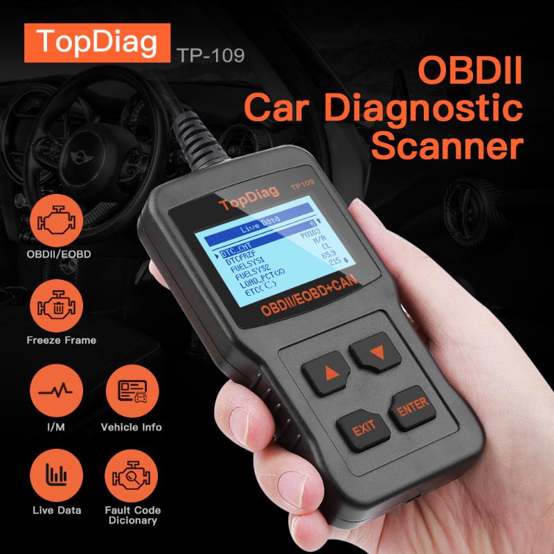 

OBD2 Diagnostic Scan Tool EOBD Vechicle I/M Ready Car Engine TP109 OBD TopDiag Code Reader Scanner Automotive OBD2 Scanner