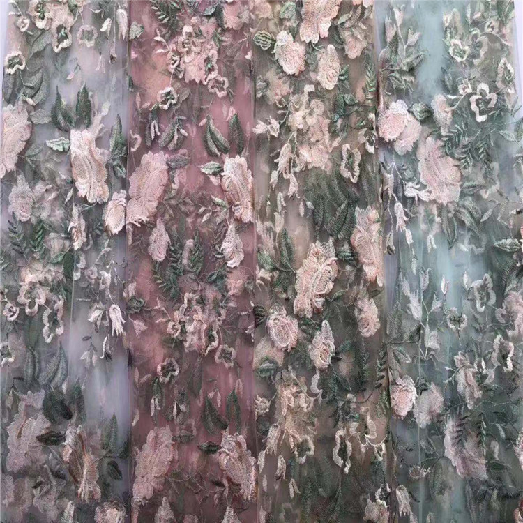 

Mesh Bottom Golden Flower Embroidery Lining Women's and Children's Clothing Skirt Wedding Dress Embroidery Fabrics