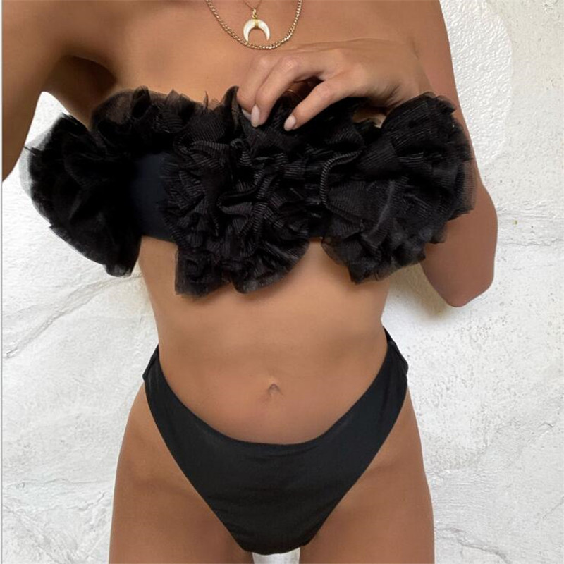 

Summer Latest Lace Women Bikini INS Fashion Sexy Designer Lady Swimsuits Holiday Personality Charm Girls Swim Wear, Black