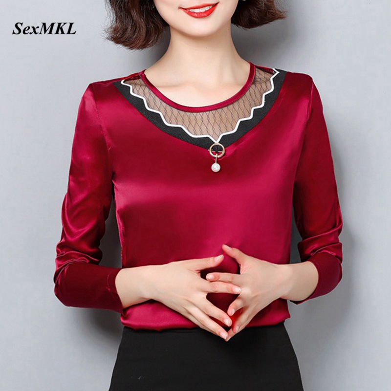 

Plus Size Chiffon Tops and Blouses Womens 2020 Fashion Sexy Long Sleeve Blouse Women Clothes Korean Slim Elegant Office Blouse, Army green