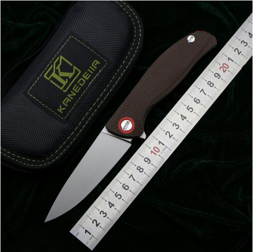 

Kanedeiia Flipper F3 folding knife D2 blade titanium + Mikata G10 handle camping hunting survival pocket fruit knives EDC tools