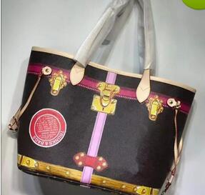 

NEW Women's printed handbag designer handbag vintage graffiti lock shopping shoulder clutch, Shoulder Bags