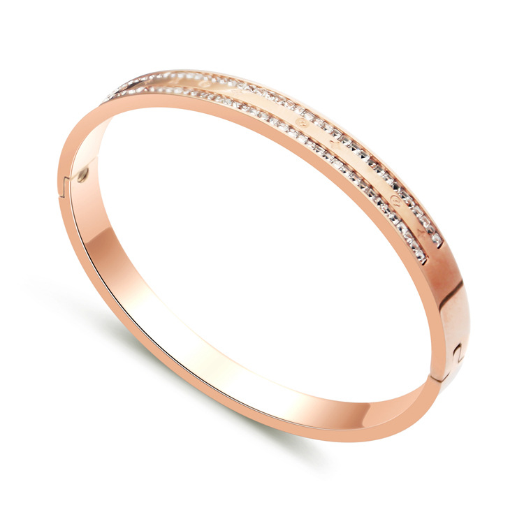 

Wholesale-Korean jewelry wholesale fashion flowers stones matte rose gold silver charm love bracelets for women female Buckle bracelets