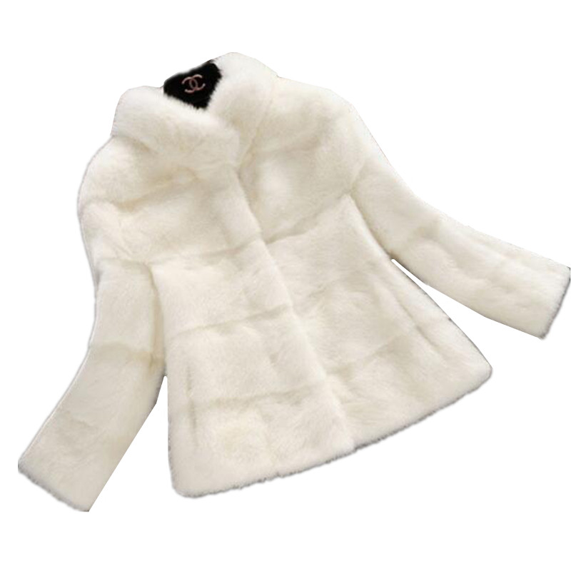 

Women Fashion Short Fur Coat Autumn Winter Solid color Warm Large size 3XL 4XL Fur Coat Elegant Fashion Artificial 213, White