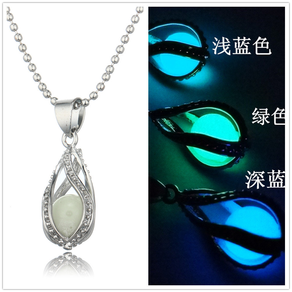 

Diy Hollow Out Spiral Shape Drip Luminescence Necklace Noctilucent Pearl Mermaid Pendant Jewelry