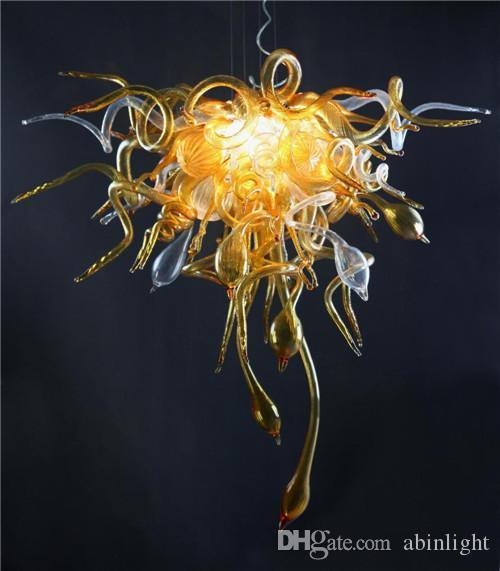 

Antique Amber Murano Glass Style Chandeliers Light Decoration European Style Hand Blown Glass Pendant Lamps for Hotel Decor