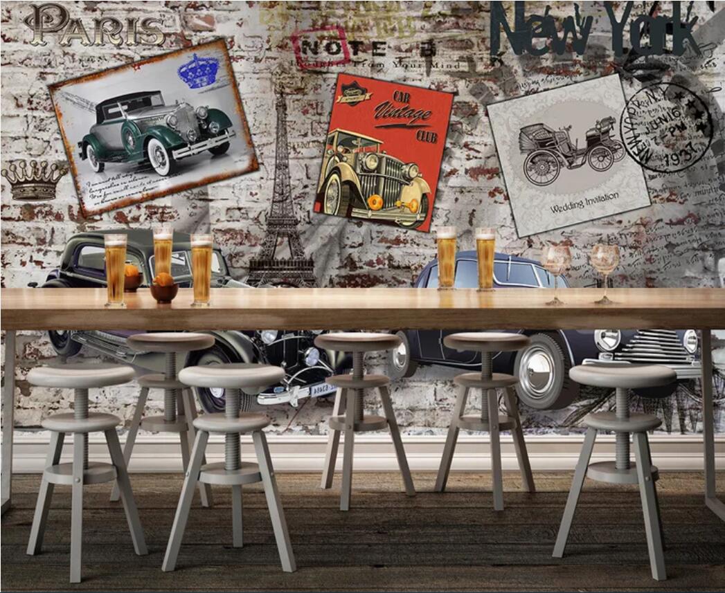 

3d room wallpaper custom photo mural Vintage classic car hotel restaurant bar background wall painting wallpaper for walls 3 d, Non-woven fabric