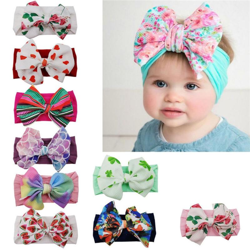 

Fashion Baby Kids Bow Knot Elastic Hairband Bow Print Headband Aby Headdress Kids Hair Band Girl Print Headband