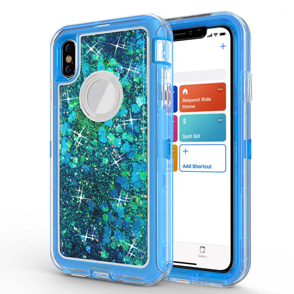

Quicksand Glitter Liquid Robot Cases Shockproof Clear Armor Back Cover Defender Cases for iPhone 11 Pro Max Samsung S10 Note 10 with OPP Bag, Red