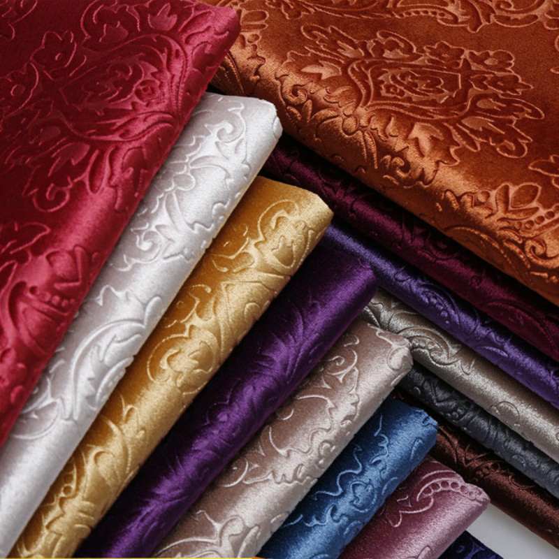 Wide 59" Printed Gold Velvet 3D Embossed Velour Upholstery Sofa Fabric Soft Background Korean Plush DIY Material-image-537003159