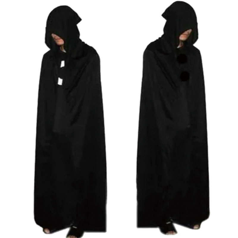 

Unisex Halloween Party Cosplay Death Dress Up Costume Personality Black Adult Big Cloak Ghost Cloak Hooded Concise Cotton