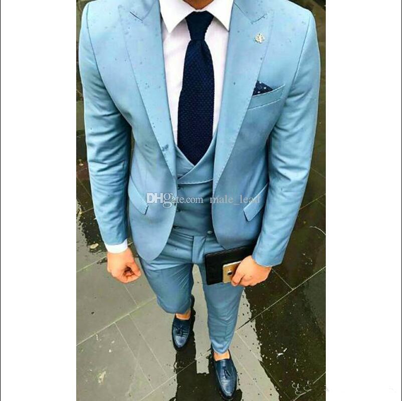 

Handsome Groomsmen Peak Lapel Groom Tuxedos Mens Wedding Dress Man Jacket Blazer Prom Dinner 3 Piece Suit(Jacket+Pants+Tie+Vest) AA88, Same as image