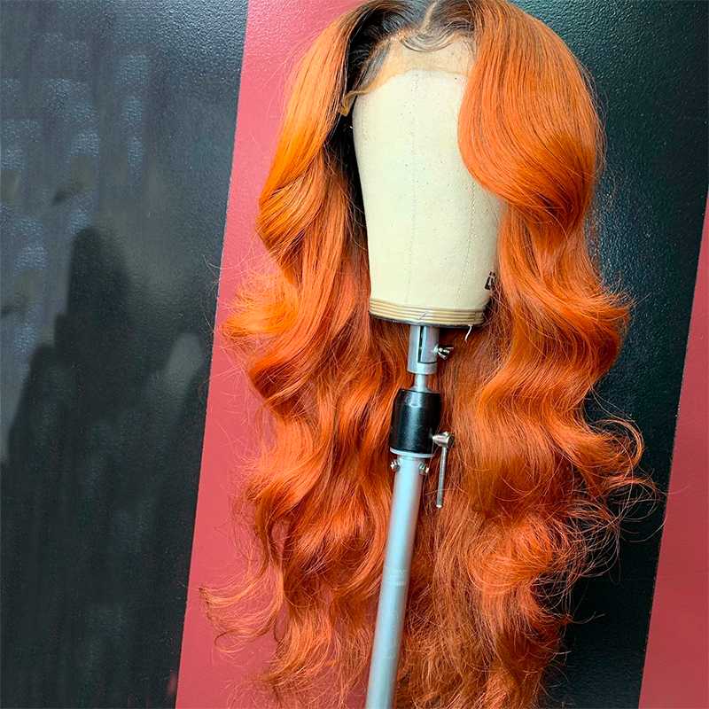 

13x6 Deep part Lace Front Human Hair Wigs 180% Density Brazilian Orange Color Remy Wavy Human Hair Pre-Plucked Hairline, 13x4lace wig