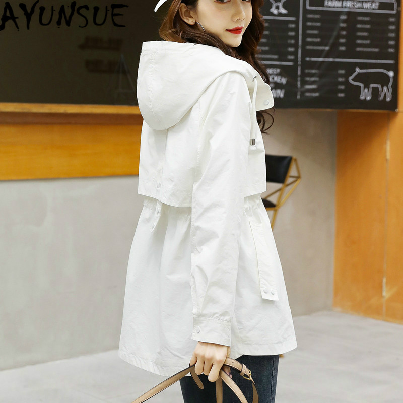 

AYUNSUE Women's Windbreaker 2020 Spring Female Trench Coat Korean Clothes Women Casual Jacket Ropa Mujer HX-ARE20202 Pph493, White
