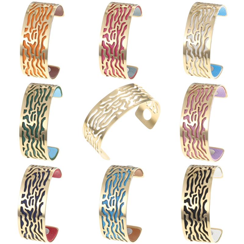 

Cremo Stainless Steel Cuff Leather Bangles Bracelets for Women Interchangeable Open Bangle Adjustable Summer Jewelry Georgettes