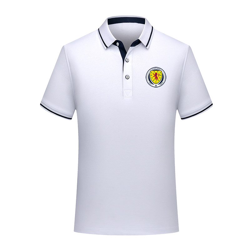 

2020 Scotland national team Polo Shirt Football Short Sleeve polos mens Sports training Polos Football Soccer T-Shirt Jersey Men's Polos, White;black